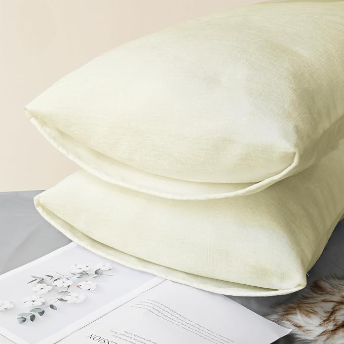 CaliTime Decorative Standard Throw Pillow Covers 26 X 20 Inches Beige | Pack of 2, Cozy Chenille Cushion Cases for Sofa Bed Living Room Farmhouse Home