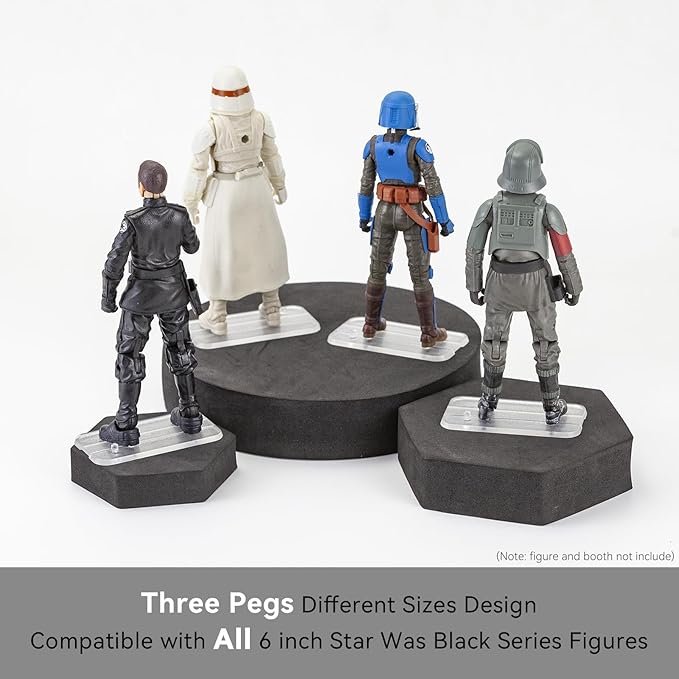 18PCS Action Figure Stand for Display, Figure Toy Display Support Holder Base with Peg, Compatible with 6 inch Star Was Black Series Figures, Clear