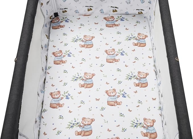Pack n Play Sheet Stretchy Fitted Portable Mini Crib Sheets Set 2 Pack,Playard Sheets Convertible Playard Mattress Cover,Ultra Soft Jersey Material, Light Green & Bear Leaf