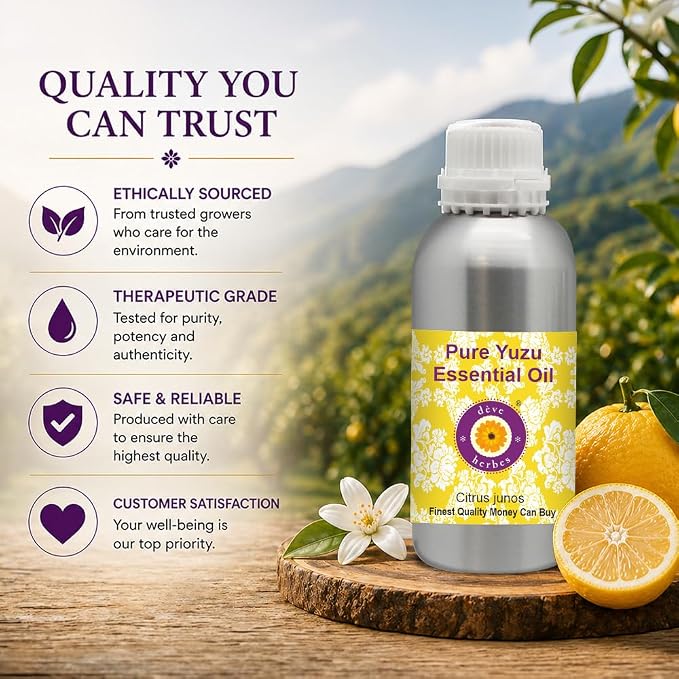 dève herbes Pure Yuzu Oil (Citrus junos) Cold Pressed 1250ml (42 oz)
