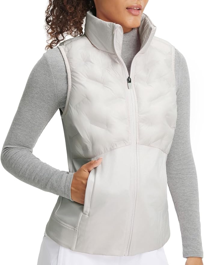 Puffer Vests Womens Lightweight Stand Collar Slim Fit Winter Sleeveless Jacket for Women with Golf Hiking