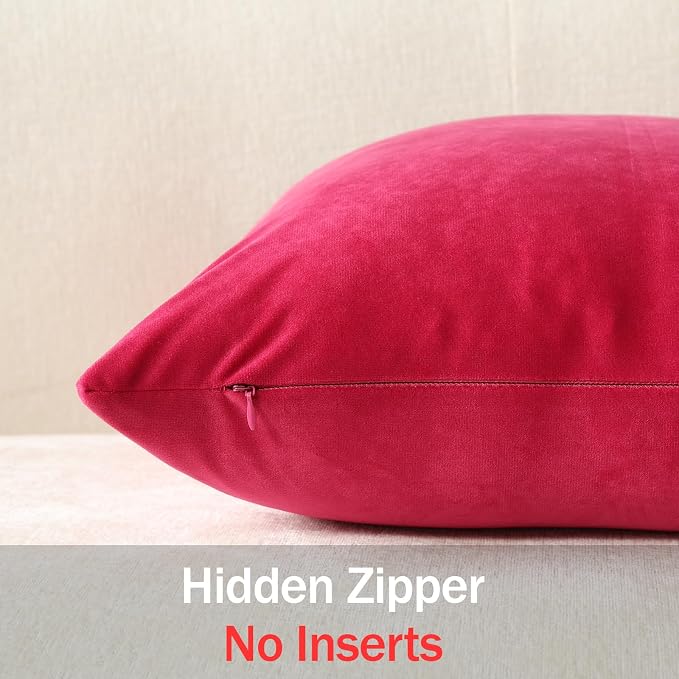 Lumbar Pillow Covers 12x20 Hot Pink: Pack of 2 Cozy Soft Velvet Rectangular Modern Luxury Decorative Throw Pillow Cases for Sofa Couch Living Room Bed Home Decor