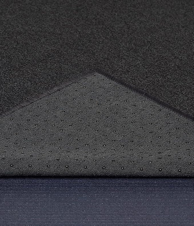 Yogitoes Manduka Yoga Towel for Mat Nonslip and Quick Dry for Hot Yoga with Rubber Bottom Grip Dots 72 Inch Long Onyx Thin and Lightweight (262023001)
