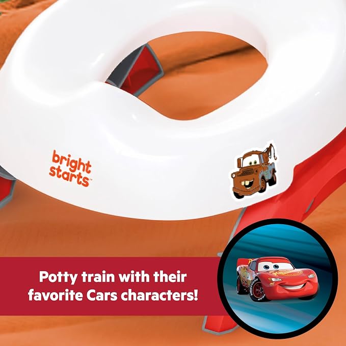 Disney Pixar Cars 2-in-1 My Travel Potty by Bright Starts, Freestanding Potty or Toilet Topper Seat, Includes Travel Storage Bag, Red - Lightning McQueen