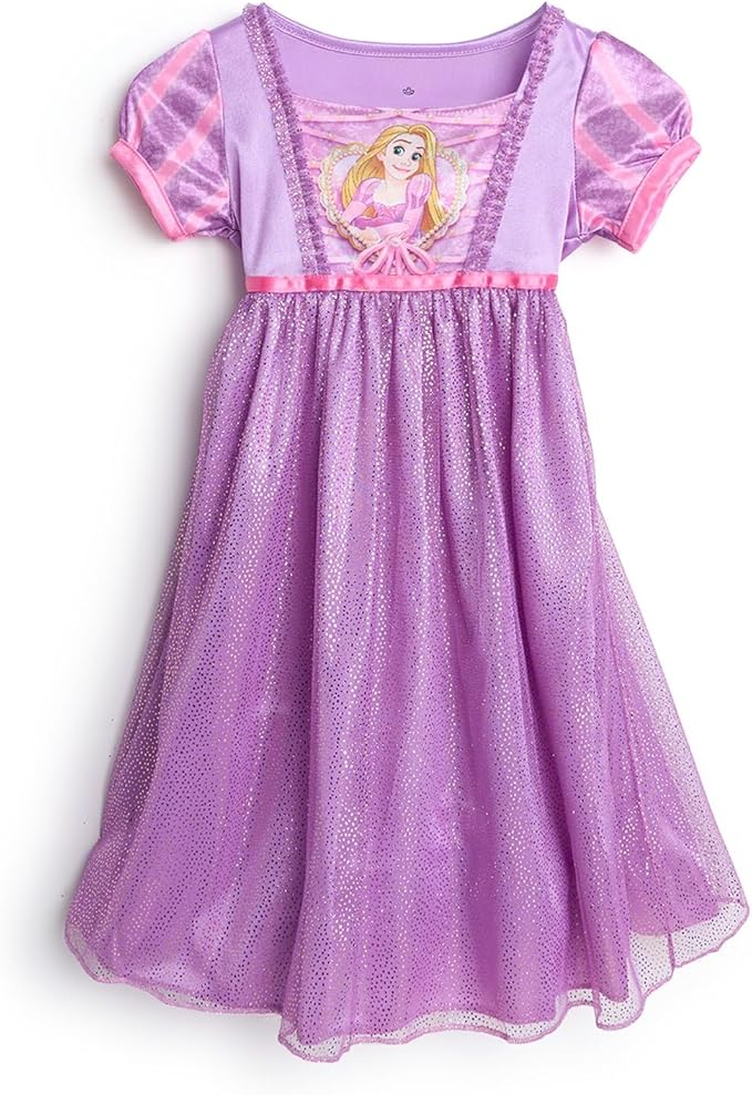 Disney Girls' Princess Dress Nightgown, Fantasy Gown, Soft & Cute Pajamas for Kids