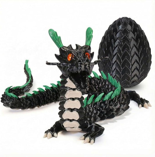3D Printed Dragon Eggs, Glow in The Dark Fidget Toys for Kids & Adults, for Home Office Desk Decor (Black Dragon God, Pcs, 1)