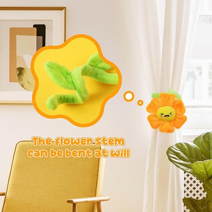 10 Pcs Plush Smile Flower Stuffed Bendable Stems Plush Bouquet Toy Soft Flower 12.6 Inch for Christmas 2025 Mother's Day Girl Girlfriend Wife(Elegant Style)