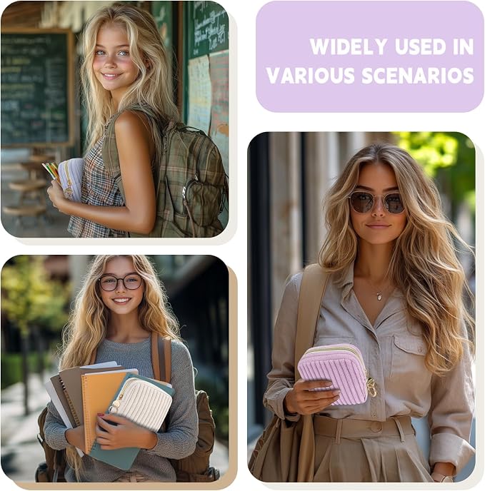 Period Bag for Teen Girls, Corduroy Sanitary Napkin Storage Bag, Fluffy Menstrual Pad PouchTampon Holder for Purse (Blue)