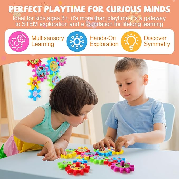 36 Pcs Magnetic Gears Interchangeable Learn Magnetic Spinning Gears for Magnetism Refrigerator or Whiteboard (Animal)
