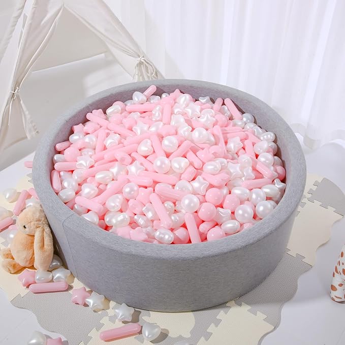 STARBOLO 100pcs Ball Pit Balls for Toddlers - BPA Free Crush Proof Plastic Toy Balls for Ball Pit, 4 Shapes, Plastic Play Pit Balls for Play Tent, Baby Pool Water Toys