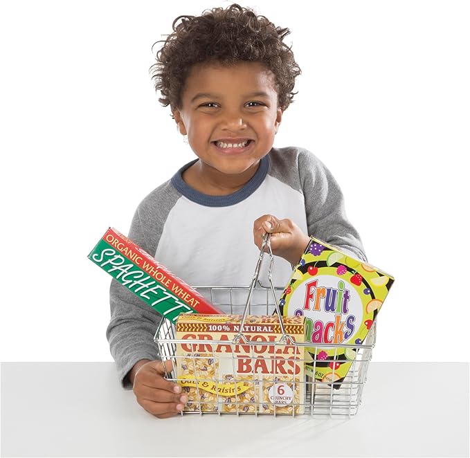Melissa & Doug Grocery Basket - Pretend Play Toy with Heavy Gauge Steel Construction