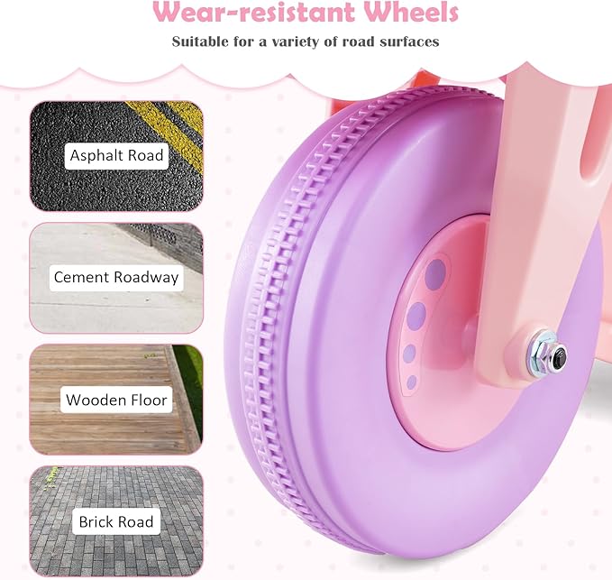HONEY JOY Pink Ride On Motorcycle, 6V Toddler Motorcycle with Bubble Maker, LED Light, Music, Foot Pedal, Forward/Backward, 3-Wheel Battery Powered Electric Motorcycle for Kids, Gift for Boys Girls