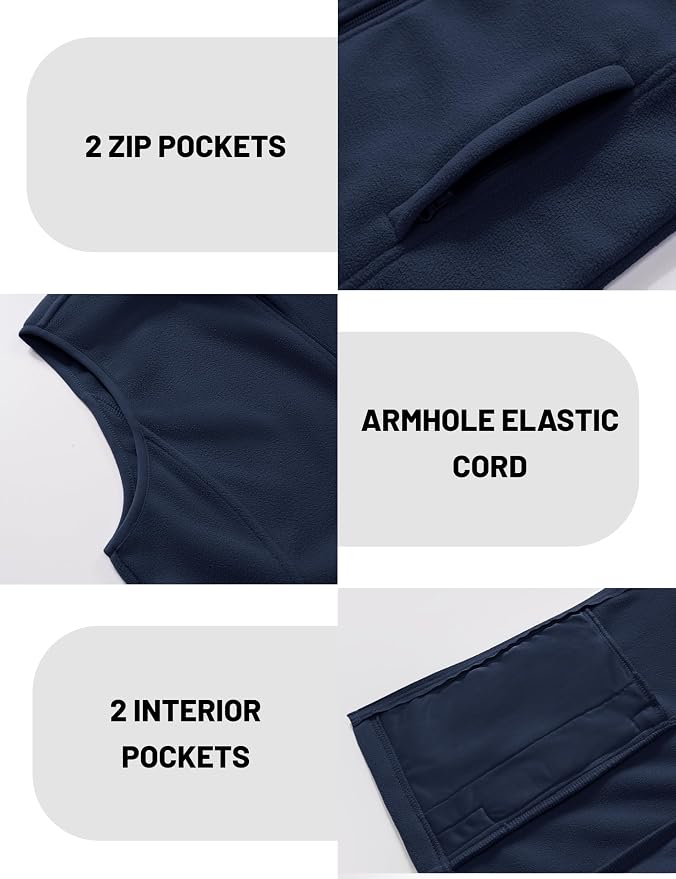 MAGCOMSEN Women's Fleece Vest Outerwear Sleeveless Lightweight Zip Jackets Warm Soft Vests with Zipper Pockets