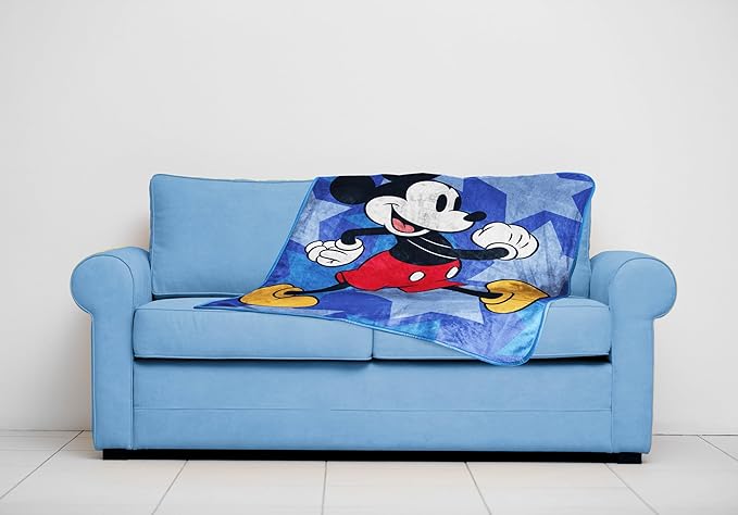Jay Franco Kids Plush Throw Blanket – Soft & Cozy Fleece Throw for Bedroom & Couch Décor, Official Licensed Product, Blue - Mickey Mouse, 40x50 - Travel Blanket