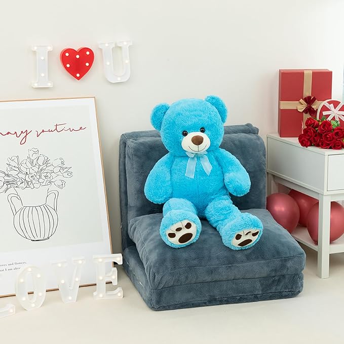 HollyHOME 3 ft Teddy Bear Stuffed Animal Big Teddy Bear Soft Plush Toy for Girlfriend Kids 36 inches Lake Blue