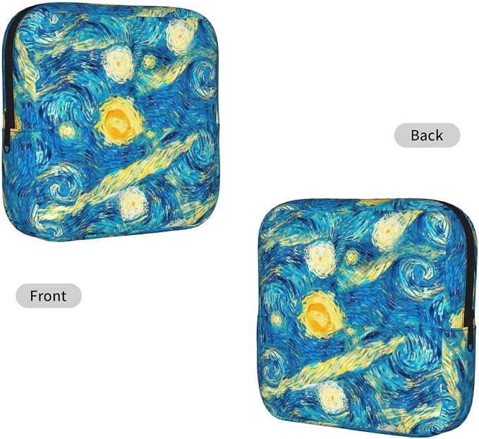 Starry Night Period Bag For Women,Portable Sanitary Napkin Period Pad Pouch For Purse, Small Make Up Bags