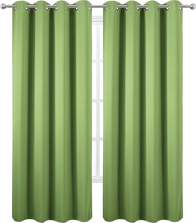 LEMOMO Light Green Thermal Blackout Curtains/52 x 95 Inch/Set of 2 Panels Room Darkening Curtains for Bedroom