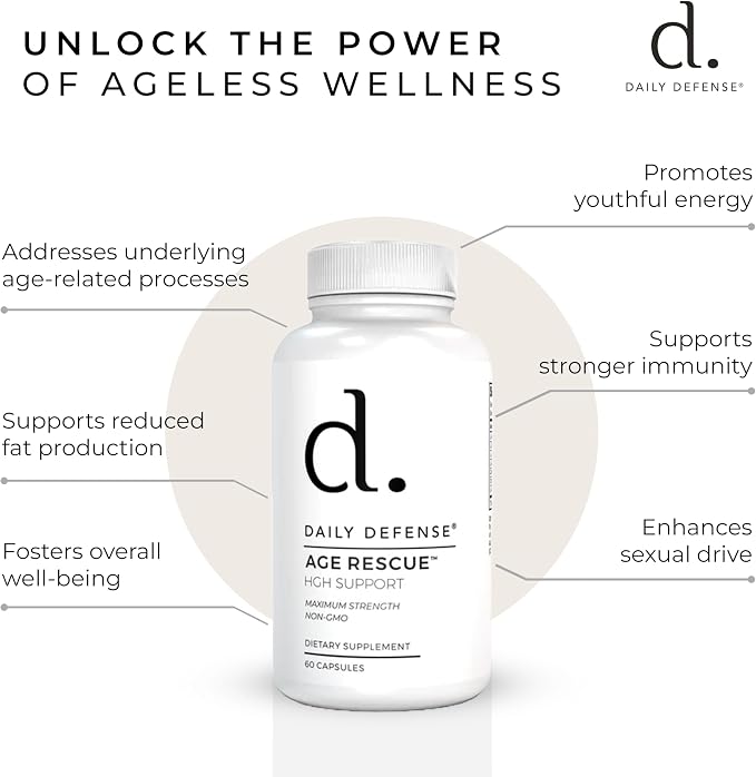 Age Rescue Anti Aging Amino Acids Supplement - HGH Supplements for Men & Women with Colostrum and Amino Acids to Improve Immunity, Energy, Focus & Youthful Skin Tone for Overall Wellness-60 Capsules