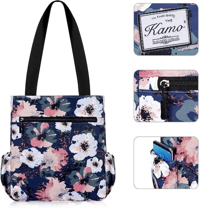 KAMO Floral Tote Bag - Waterproof Lightweight Handbags Travel Shoulder Bag for Hiking Yoga Gym Swimming Travel Beach