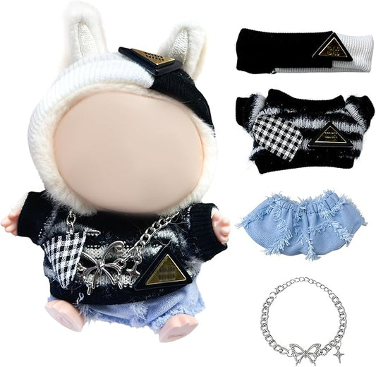 Doll Clothes,17cm/15cm Dolls Outfit Set,Accessories for Doll,Stylish Clothes Set Dress Up (No Doll)(Black)