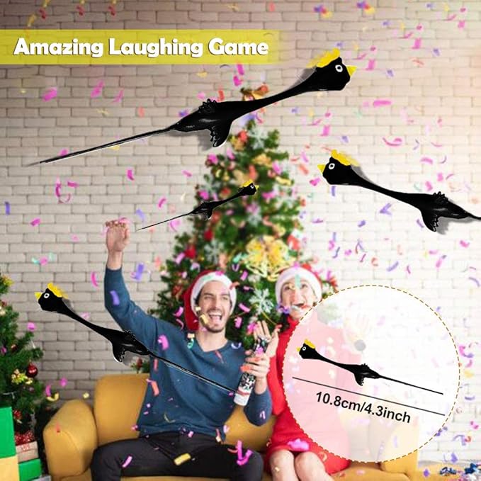 Flingers Slingshot Chicken Flying Toys, Rubber Chicken Stress Gag Gifts for Kids (Black Red 30 Pcs)
