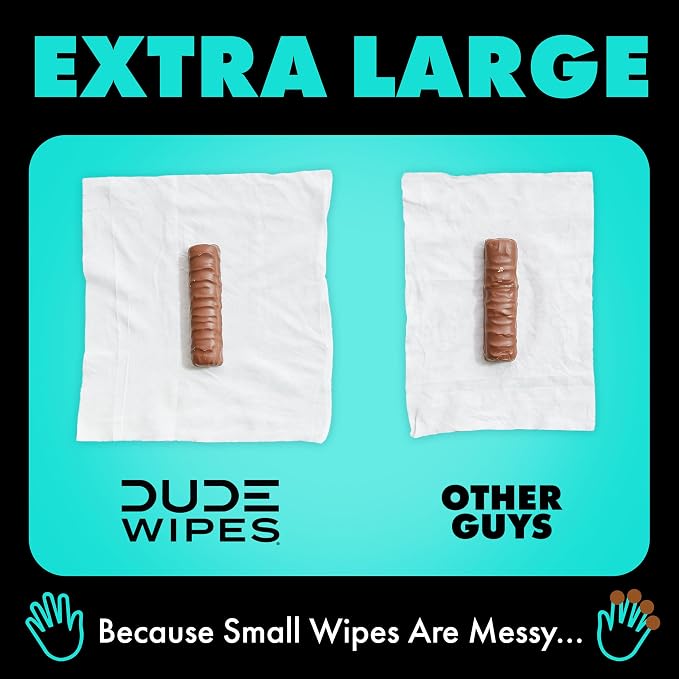 DUDE Wipes Mint Chill Flushable Wipes - Extra-Large Adult Wet Wipes - 3 Pack (144 Count) - Infused with Tea Tree Oil, Vitamin E, and Aloe - Septic and Sewer Safe