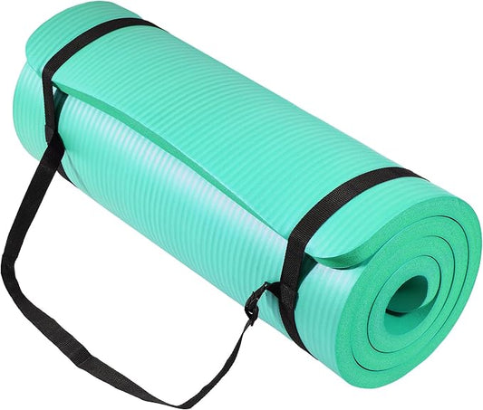 Signature Fitness Extra Thick High-Density Foam Yoga Mat – Multiple Thicknesses (1/2" & 1") / Multiple Colors – Double-Sided Non-Slip Surface – with Carrying Strap for Pilates, Yoga & Home Workouts