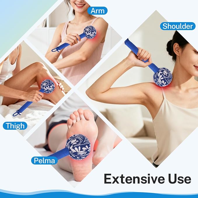 lefeke Manual Massage Hammer, Mugwort Massage Hammer, Handheld Body Percussion Tool for Back Neck Shoulder Leg Muscle Relief 26cm (2Pcs-Blue)