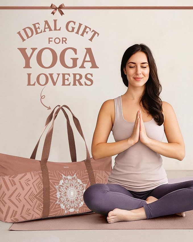 Gonex Yoga Mat Bag, Extra Canvas Gym Bag with Waterproof Pocket Metal Zipper, Fits Mat & Blocks, Stylish Yoga Mat Carrier for Women, Ideal for Yoga, Pilates, Workout, Travel
