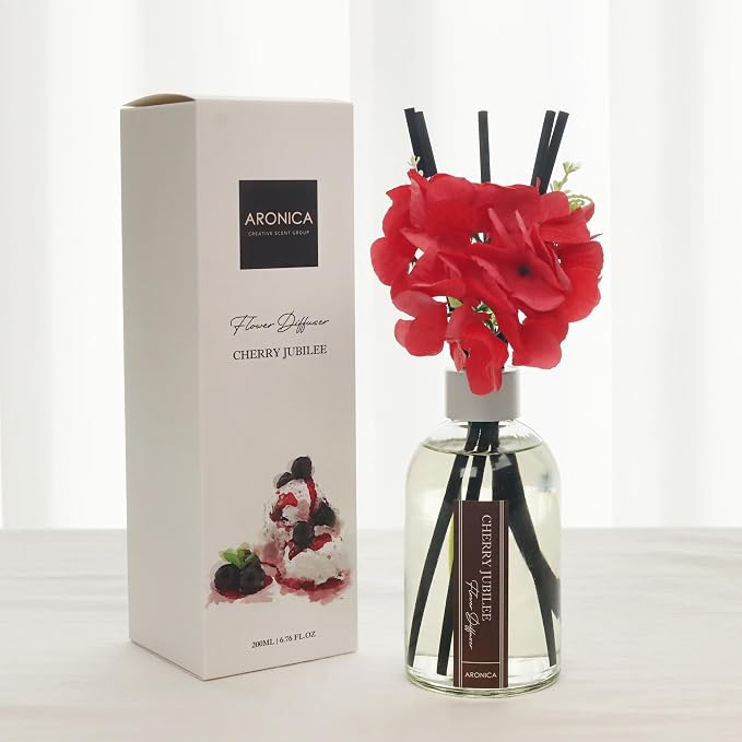 Aronica Red Bathroom Decor, Cherry House Decor Fall Nick Nacks, Apartment Accessories for Small Desk, Christmas Decor Ideas for Little Office Space, Poppy Themed Reed Diffuser