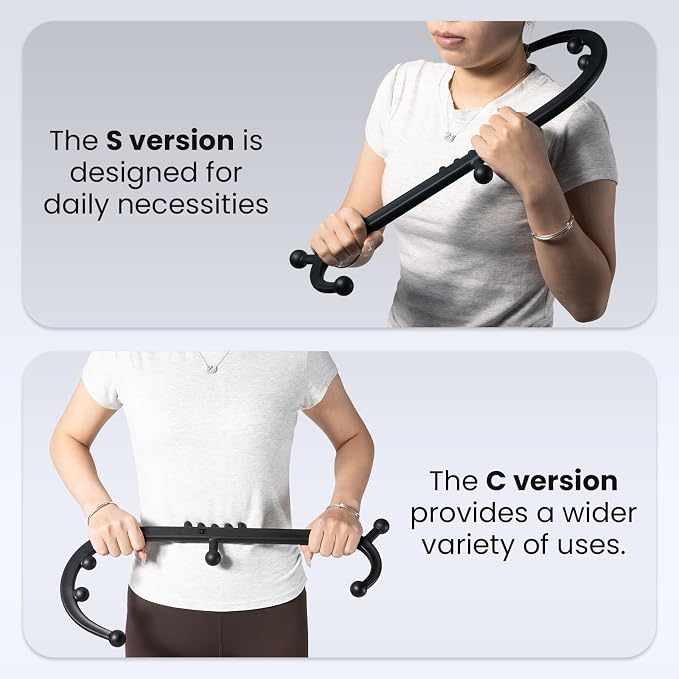 LiBa Trigger Point Massage Tool, Detachable Back Neck Shoulder Massager for Pain Relief, Manual Therapy Massage Cane Hook Stick with Massager Ball, Gift for Athlete, Desk worker, Chronic Pain Sufferer