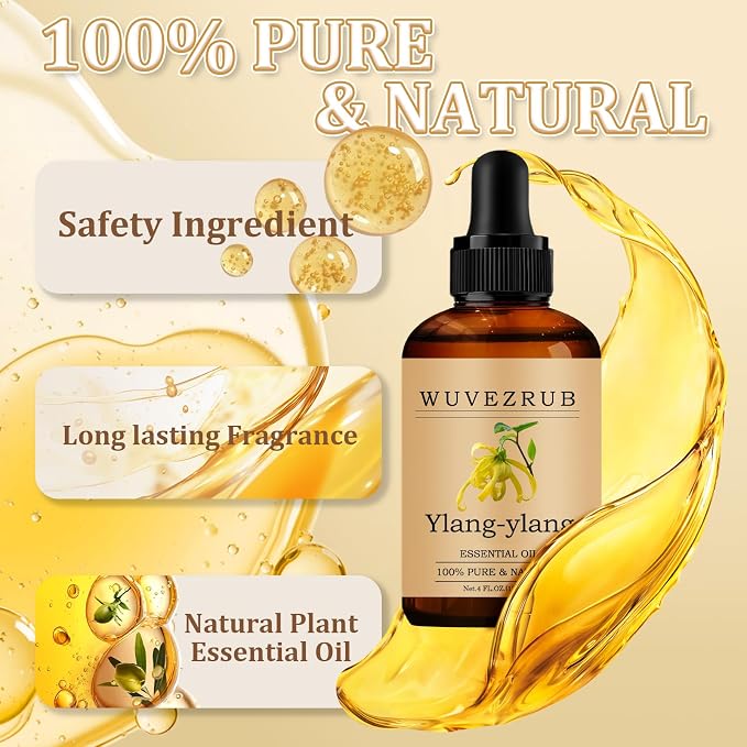 Ylang-Ylang Essential Oil 120ML - 100% Pure and Natural Oils for Aromatherapy Diffuser - 4 Fl Oz/Ylang-Ylang