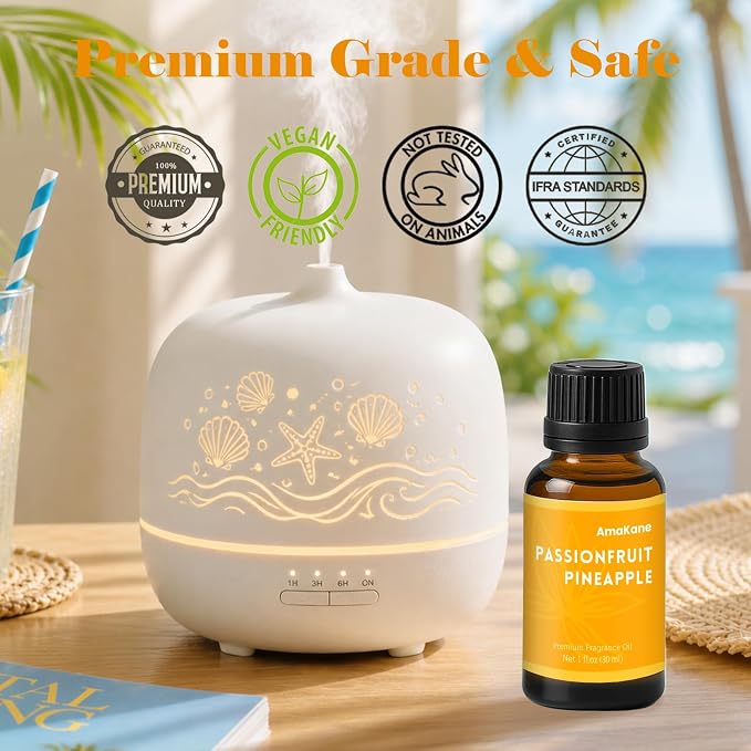 AmaKane Passionfruit Pineapple Fragrance Oil for Aromatherapy, Summer Essential Oil for Diffusers for Home, DIY Candle Making Scents, Fragrance Oil for Soap Making, 30ml
