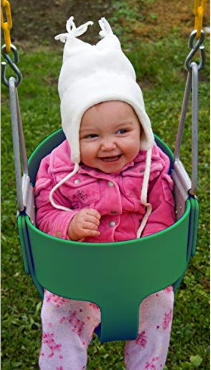 Eastern Jungle Gym Heavy-Duty High Back Full Bucket Toddler Swing Seat | Coated Chains Fully Assembled | Pink Swing Set Accessory