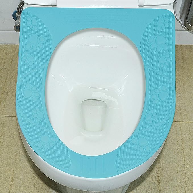 Reusable Toilet Seat Cover Universal Washable Silicone Non Slip Pad for Home and Travel Potty Toddler Covers Foldable Portable Camping Summer Training Toddlers Bags Stool Chairs