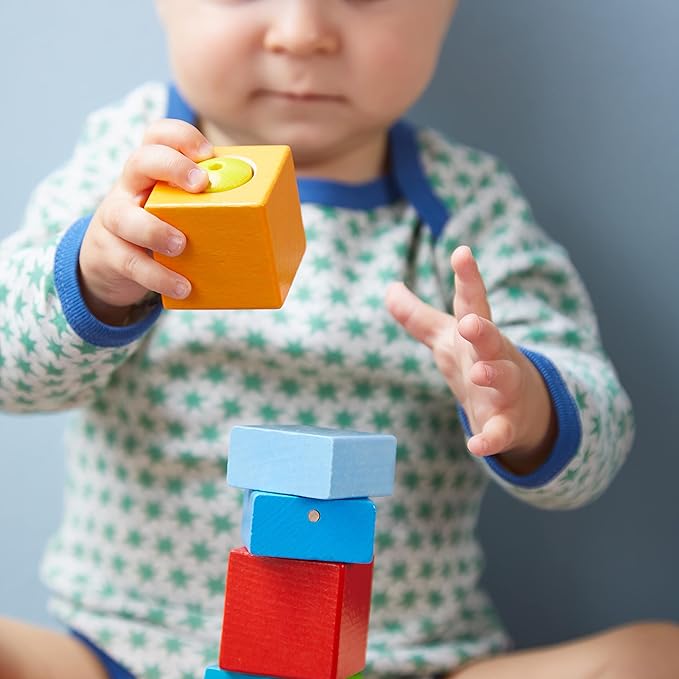 HABA Fun with Sounds Wooden Discovery Blocks for Toddlers with Acoustic Sounds, Toddler Toys for Preschool Learning Activities, (Made in Germany)