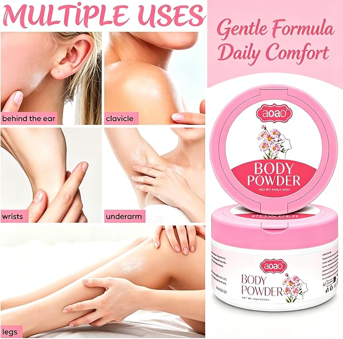 Body Powder for Women, Talc-Free Sweat Powder, Zinc Oxide Protect, Aloe Soothing Comfort, Feminine Essential Dusting Powder with Puff, After Bath Absorption & Anti-Chafe for Neck & Delicate Skin, 5oz