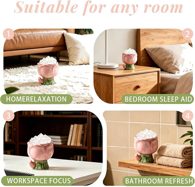 Tulip Crystal Stone Aroma Diffuser,Aromatherapy Diffuser for Home, Bathroom, Office, Home Decor,Perfect for Meditation Reflection Bedroom Decoration (No Essential Oils)