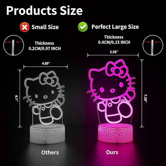 Cat Night Light Cute Night Light - Anime Charater 16 Color Change Decor Kitty Lamp with Remote, Dim, Timer,Kids Gifts for Christmas Birthday,Nursery Baby