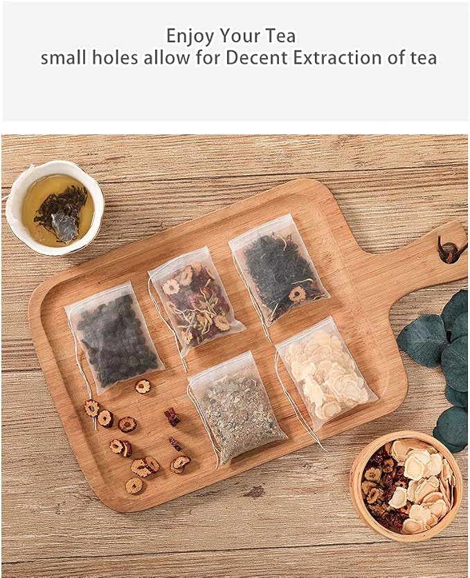50 Pcs Tea Filter Bags Disposable Tea Bags for Loose Tea Herb Spice Empty Mesh Small Drawstring Seal Infuser Strainer Diy Bath Tea Bags Sachets (2.36x3.1inch)