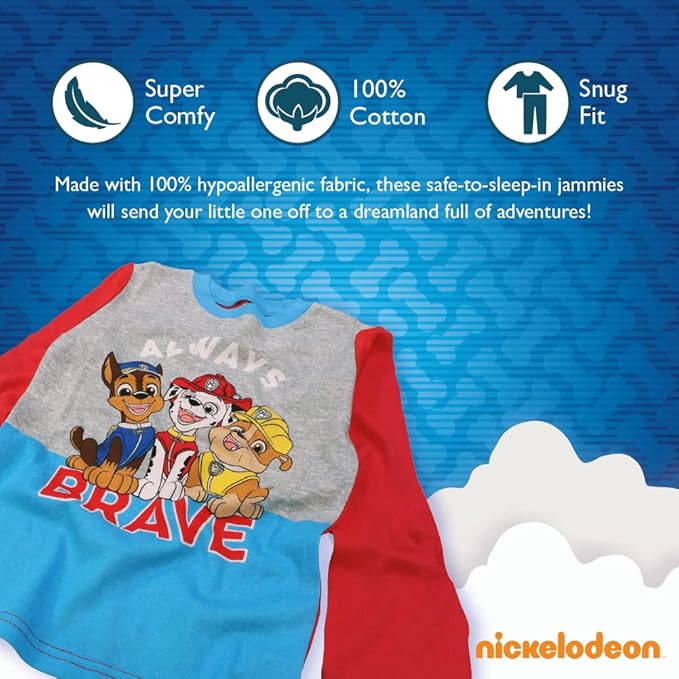 Nickelodeon Boys' Paw Patrol 6-piece Snug-fit Cotton Pajama Set, Soft & Cute for Kids