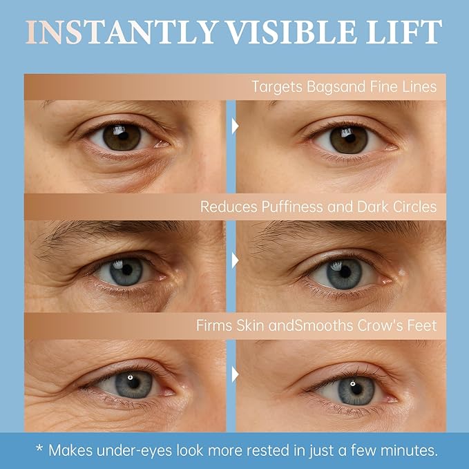 Instant Eye Tightener with Brush, Perfection Firming Lift Cream Temporary Eye Tightener for Under Eye Bags, Puffiness, Fine Lines & Wrinkles, Firms and Smooths for All Skin Types, 0.67 oz