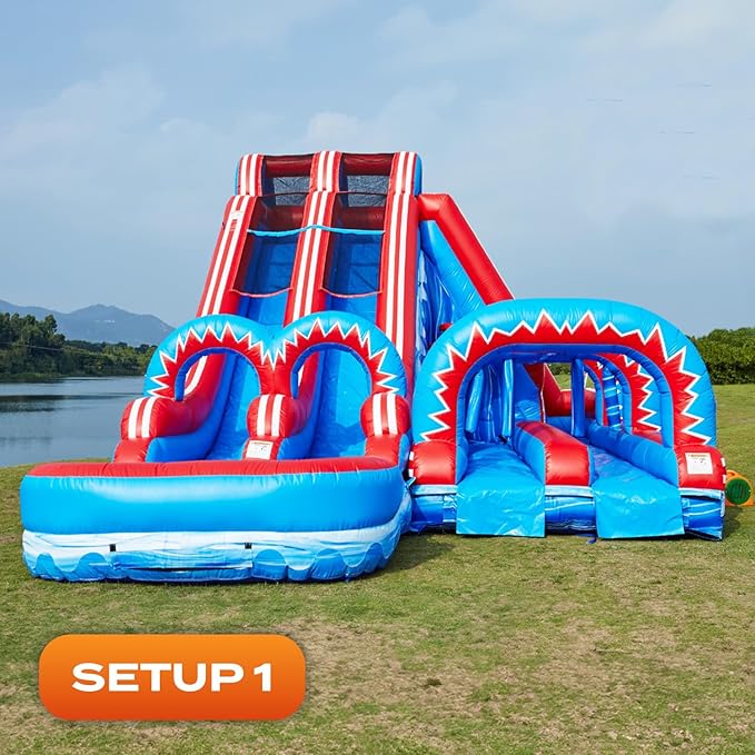 JumpOrange Flash Dual Lane Slide (5 in 1) with POP Out Fun Slip N Slide