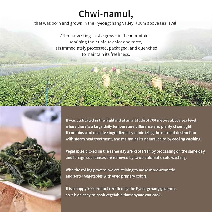 Pyeongchang Chwinamul 2.82oz, Dried Vegatables for Seasoned Namul Salad with rich flavor, Korean Side Dishes, Korean Healthy Food K-Namul