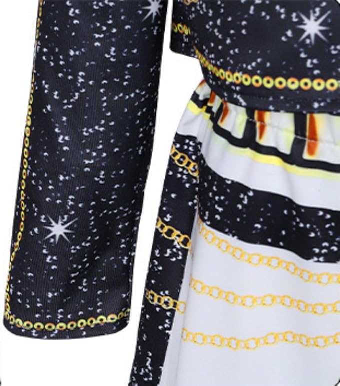 SAVITO Pop Idol Cosplay Costume Popular Singers Stage Costumes for Ages 3-12 Black Printed Costumes Black B