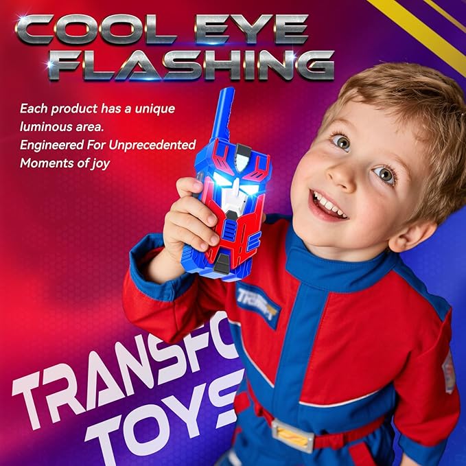 Transform Toys Walkie Talkies for Kids, 3 Pack with Cool Light-Up Eyes & 2500 FT Range, Outdoor Camping Toys, Birthday Gifts for Boys Girls Ages 3-12