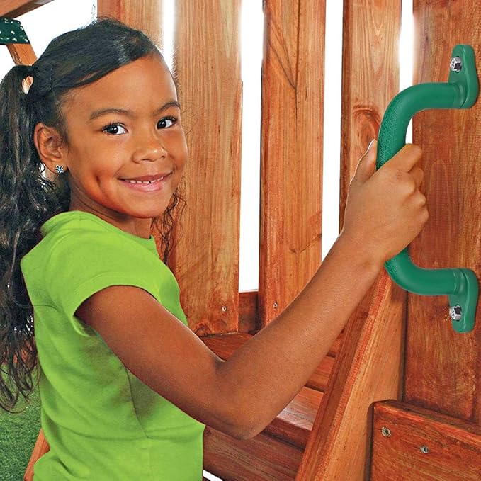 Dolibest 2-Pack Safety Handles for Swing Sets & Playsets - Monkey Bars with Anti-Skid Grip with Finger Indentations, Plastic Grab Handles, Easy Mounting for Climbing Frames, Playhouses, Treehouses