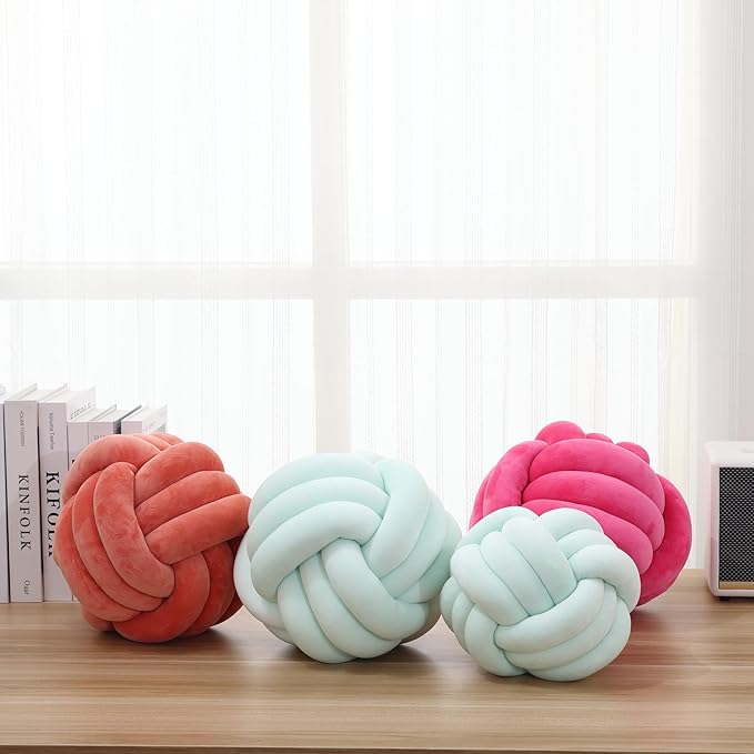Petrella Knot Pillow Throw Pillows Ball Round Cute Throw Pillows Home Decor Cushion Decorative Aesthetic Spandex,Peaches 11inch