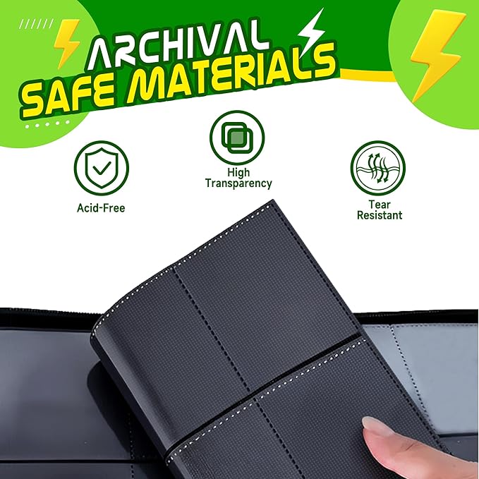 Trading Card Binder 4 Pocket,400 Pocket Card Collection Binder with 50 Removable Sleeves,PU Waterproof Top Card Book,3-Ring Zipper Collectible Trading Card Album for MTG/TCG/Card Holder Gift（Green）