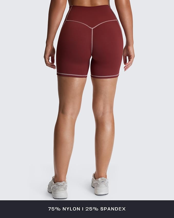 Aoxjox Lexi Lined Workout Biker Shorts for Women Tummy Control High Waisted Exercise Athletic Gym Running Yoga Short 6"